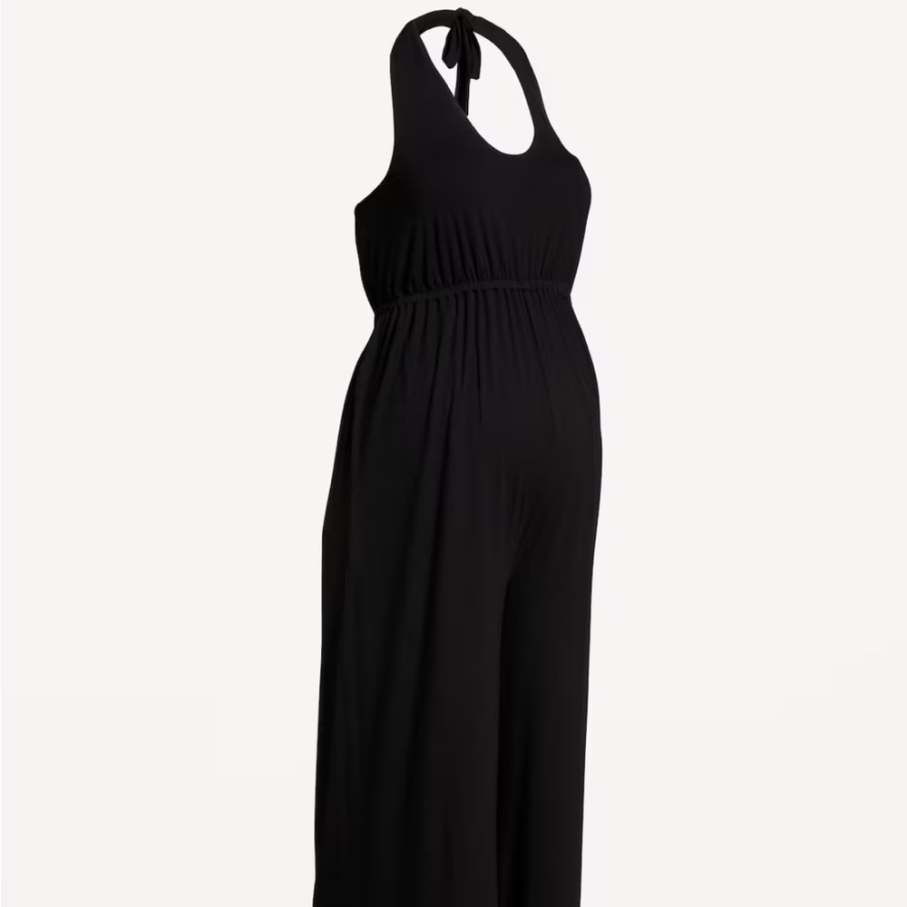 Maternity Black Halter Jumpsuit